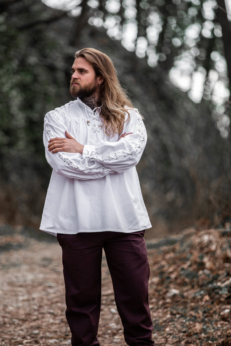 Koszula piracka z wiązaniem, biała 