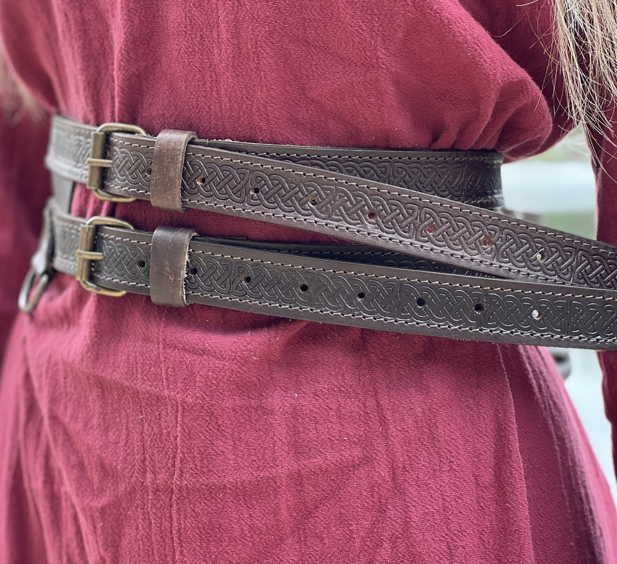 Double Viking belt Floki, dark brown