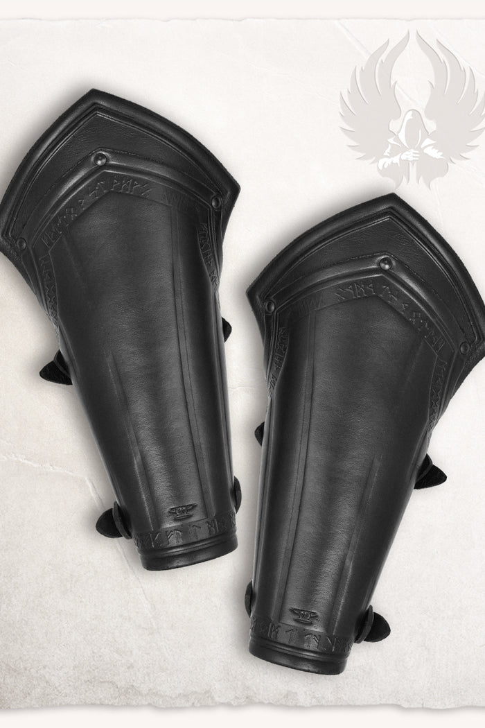 Torson leather bracers with runes, underarm guards, black