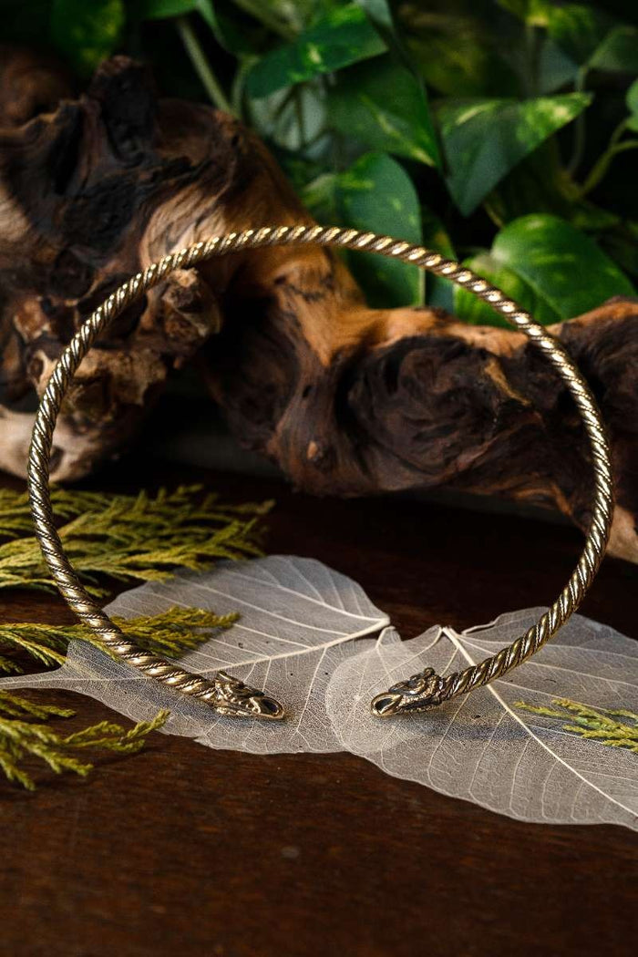 Viking torc Hugin and Munin, bronze