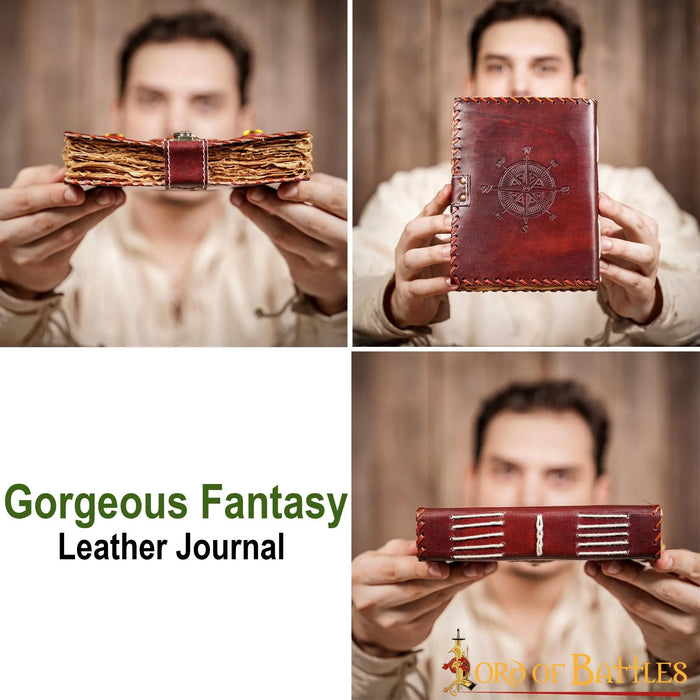Leather diary with stones