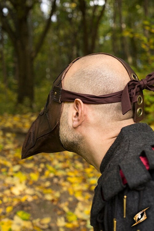 Leather mask plague doctor, brown