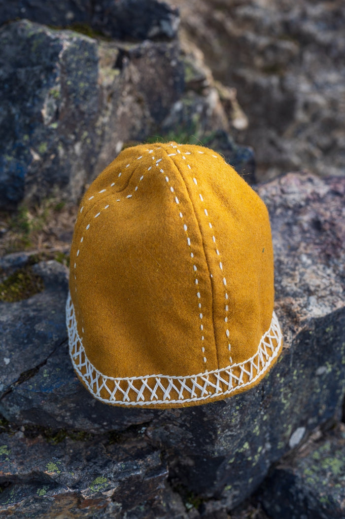 Viking cap Njal, yellow, wool blend