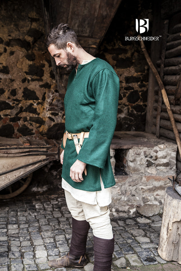 Viking tunic Lodin, green, wool blend