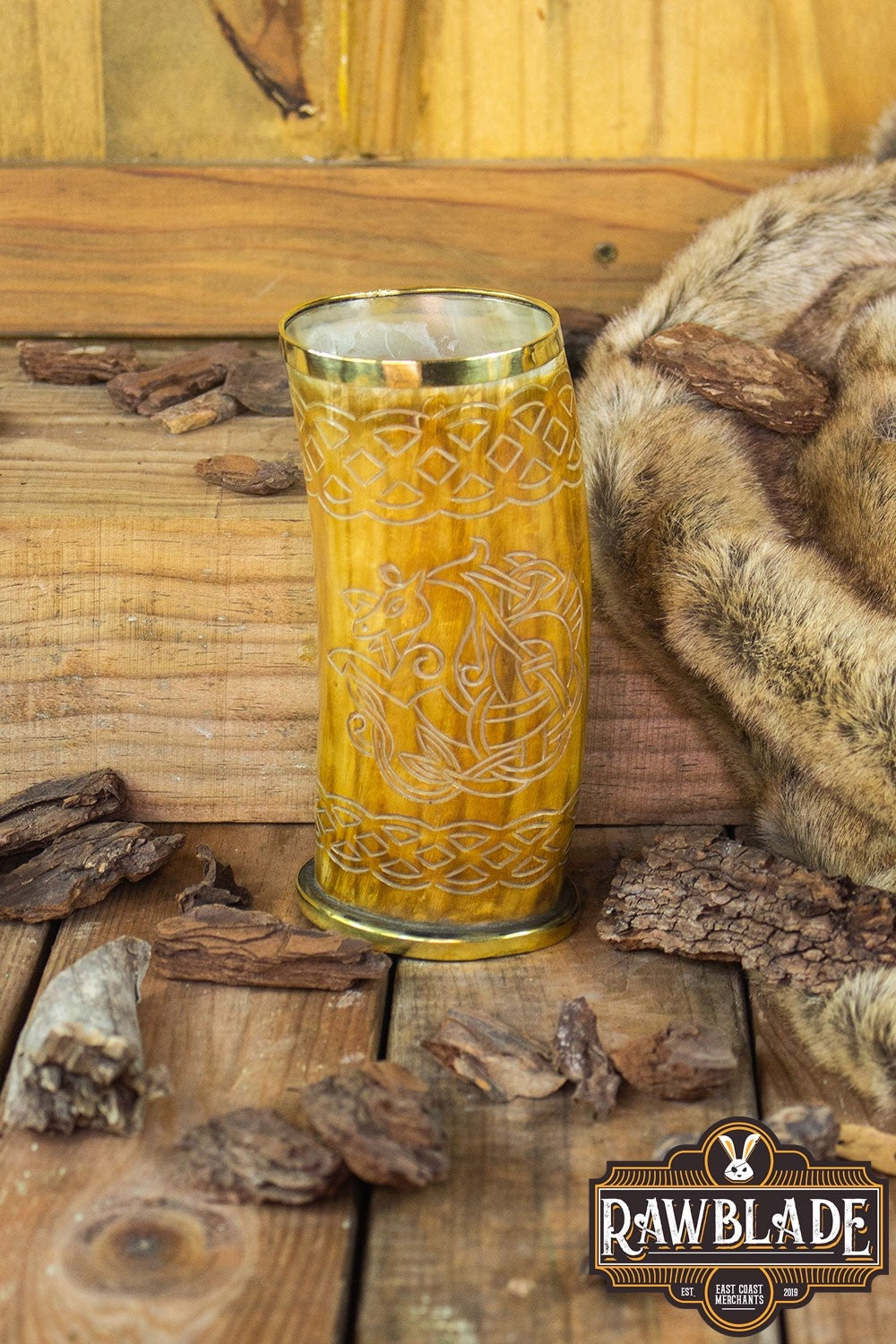 Horn Mug Celtic Horse, 300-500 ml