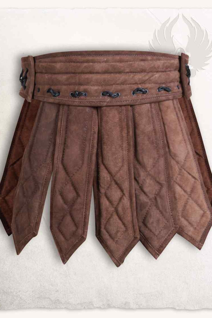 Leather gambeson skirt Tenebra, brown