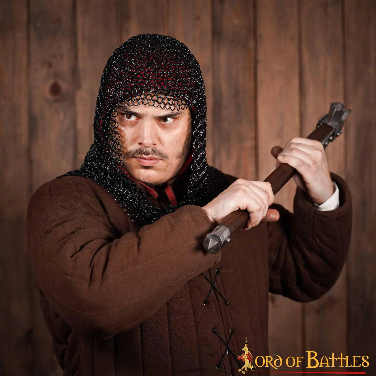 Chainmail coif, black, unriveted round rings