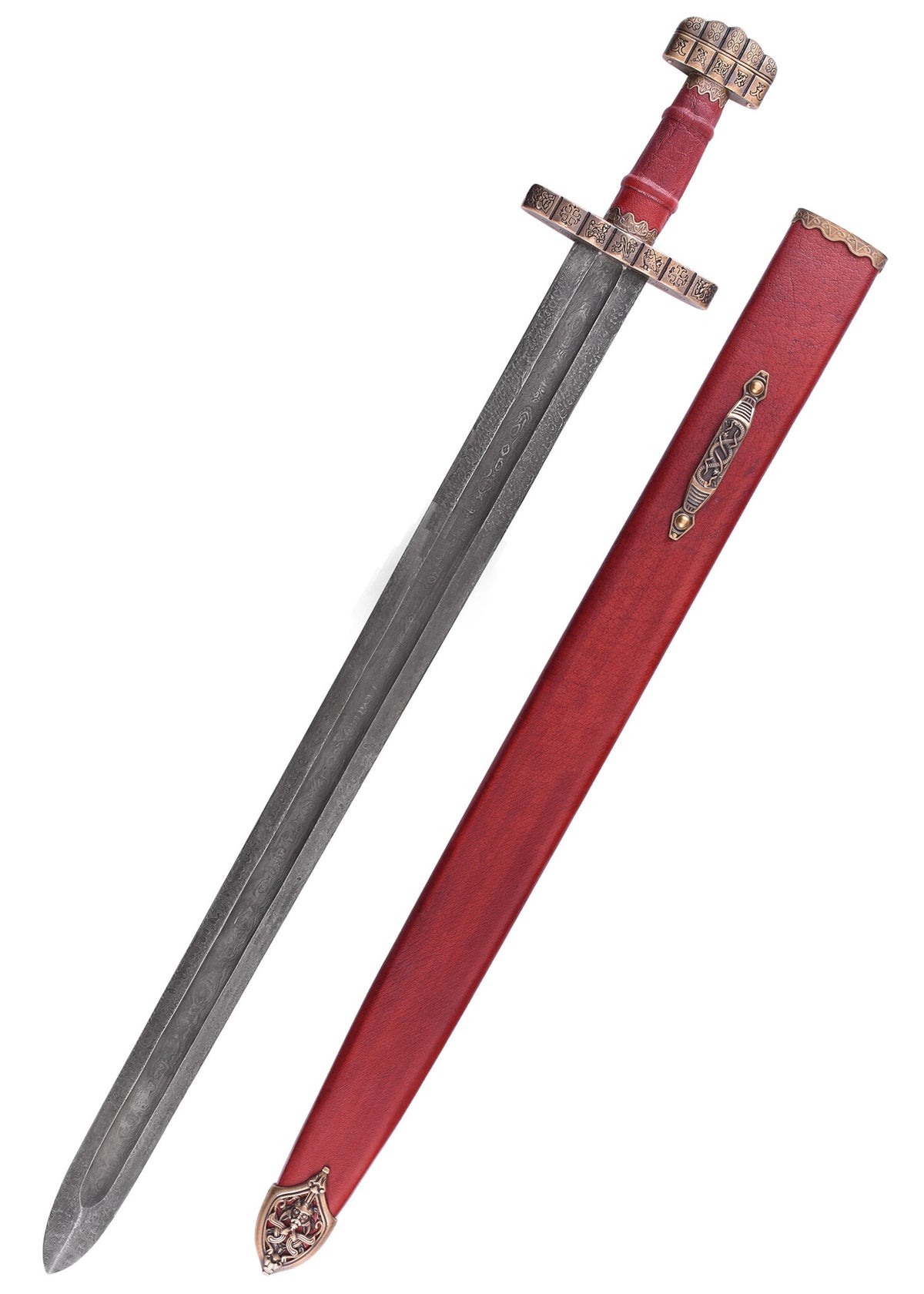 9th century Viking sword Haithabu, damast steel, semi-sharp