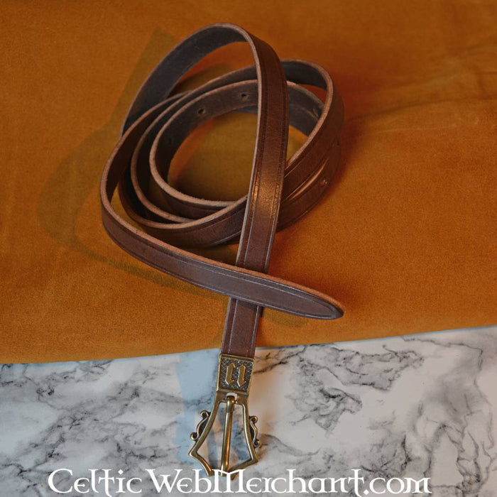 Gothic belt, 15th century, brass buckle, 151 cm, brown