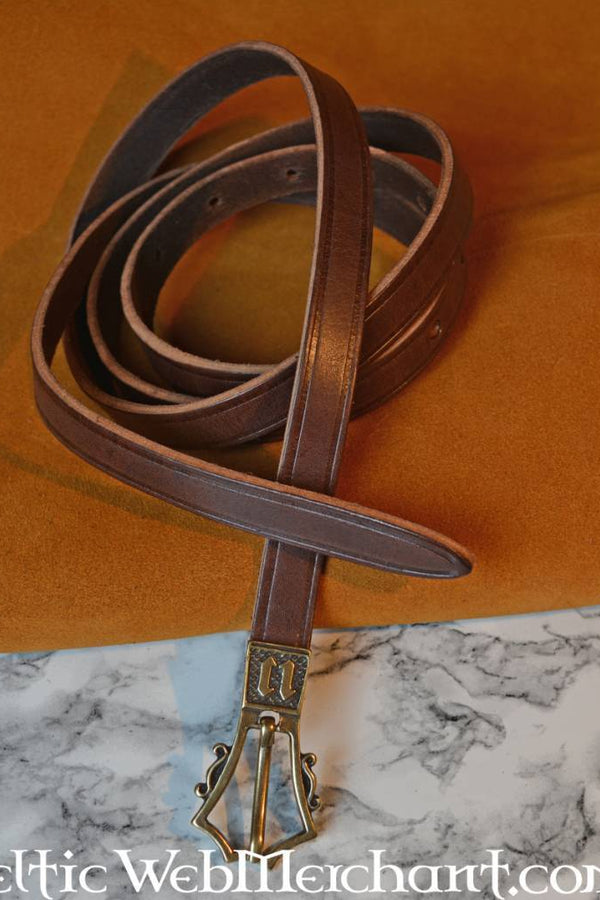 Gothic belt, 15th century, brass buckle, 151 cm, brown