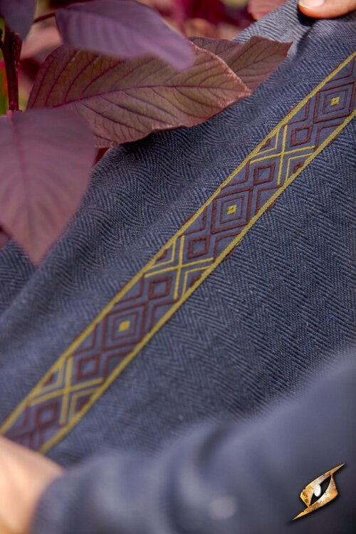 Abito medievale Estrid con motivo a spina di pesce, grigio scuro