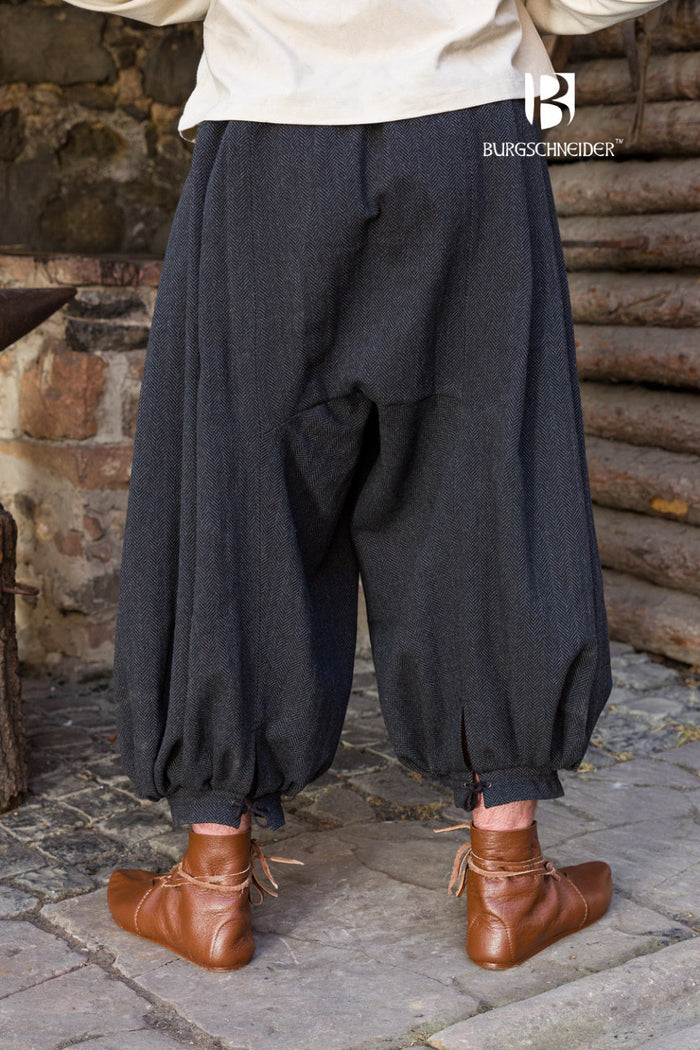 Rusvik Viking trousers Borys, herringbone pattern, black/grey, wool mix