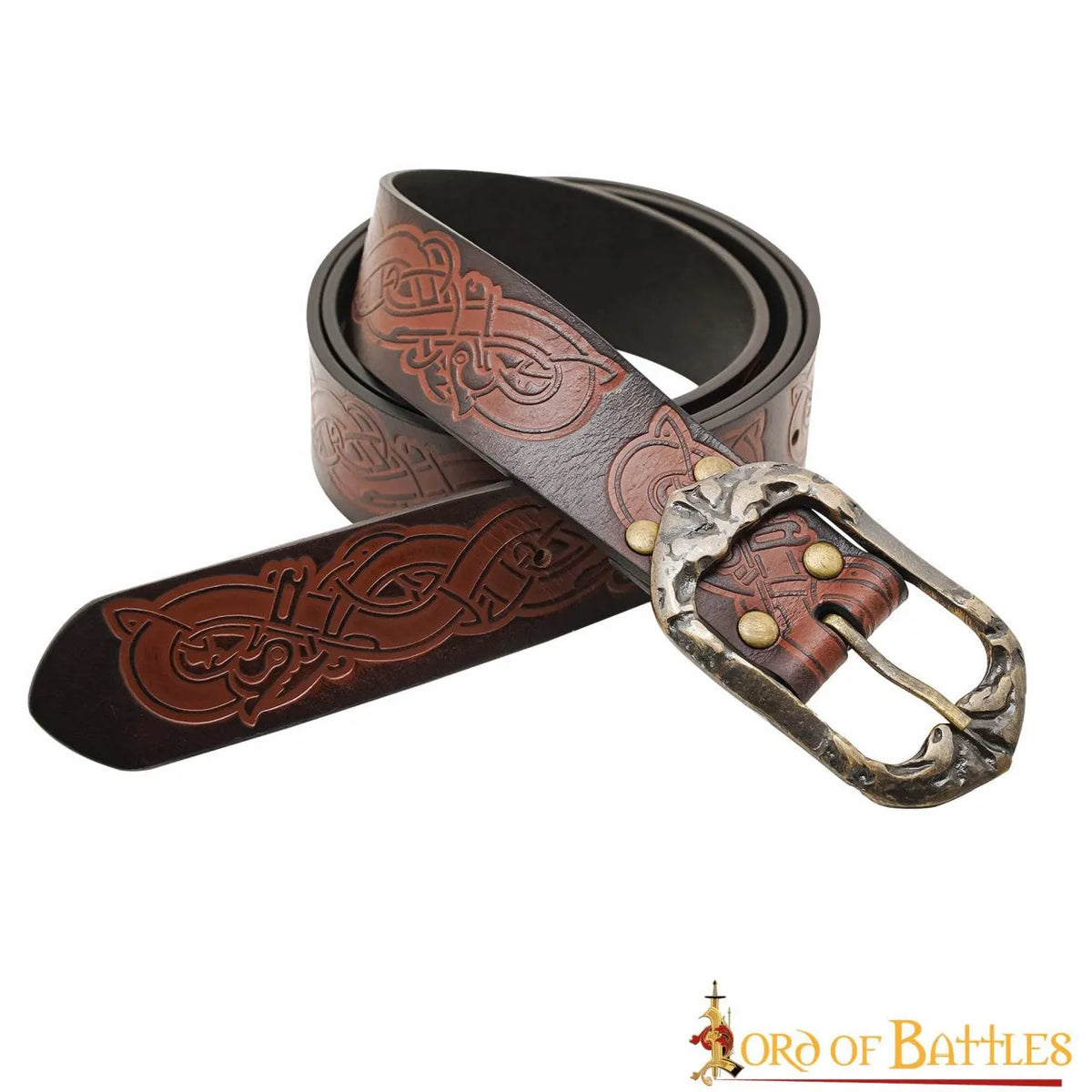 Viking belt with dragons, 130 cm, brown