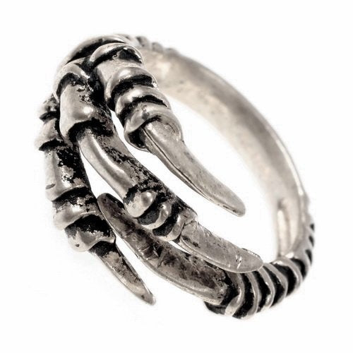 Wikinger Ring mit Rabenkralle, versilberte Bronze