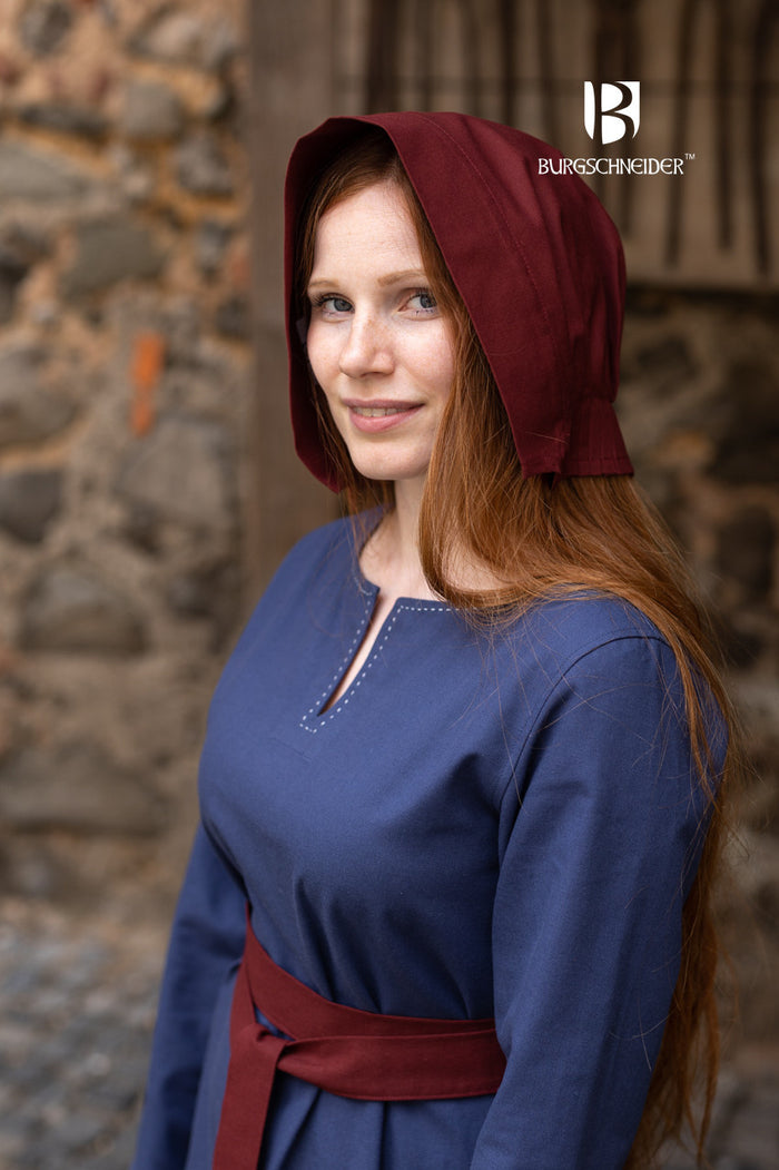 Renaissance coif Helga, bordeaux red
