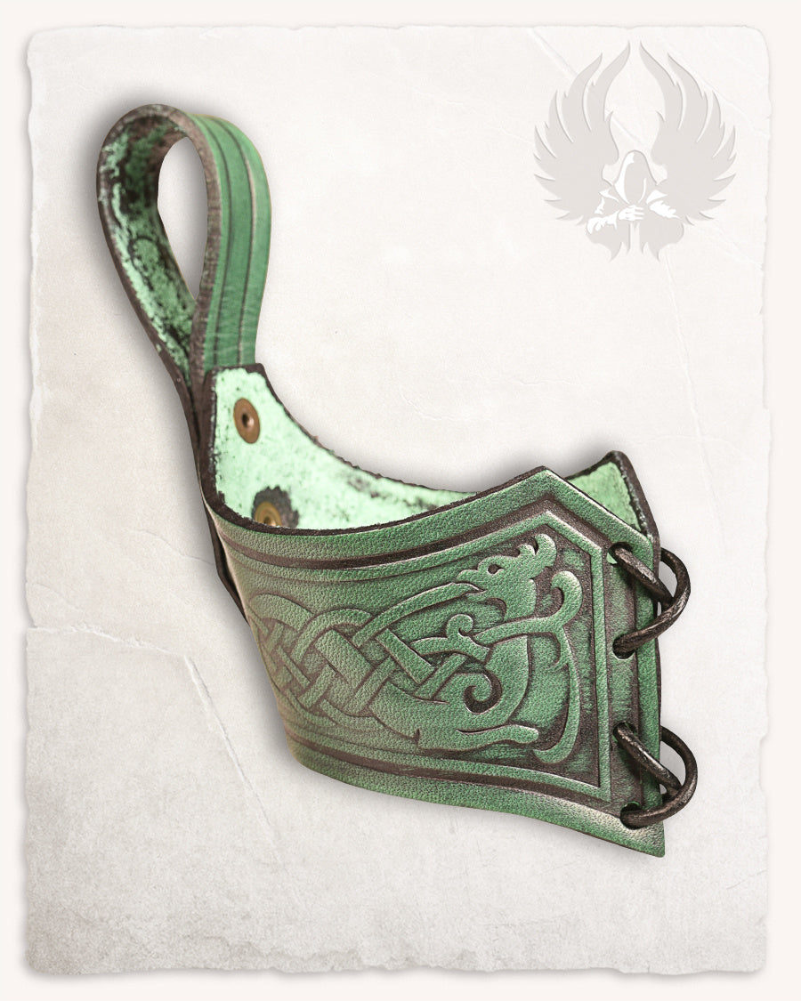 Drinking horn belt holder Castagir green