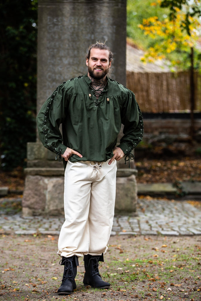 Pirate shirt with laces, green