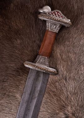 Vendel sword Uppsala 7th-8th century, tin-plated hilt, damast, semi-sharp