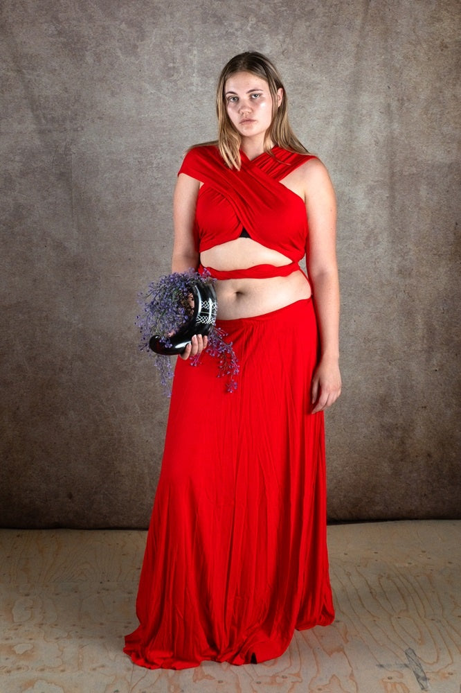 Goddess Dress Aphrodite, coral red