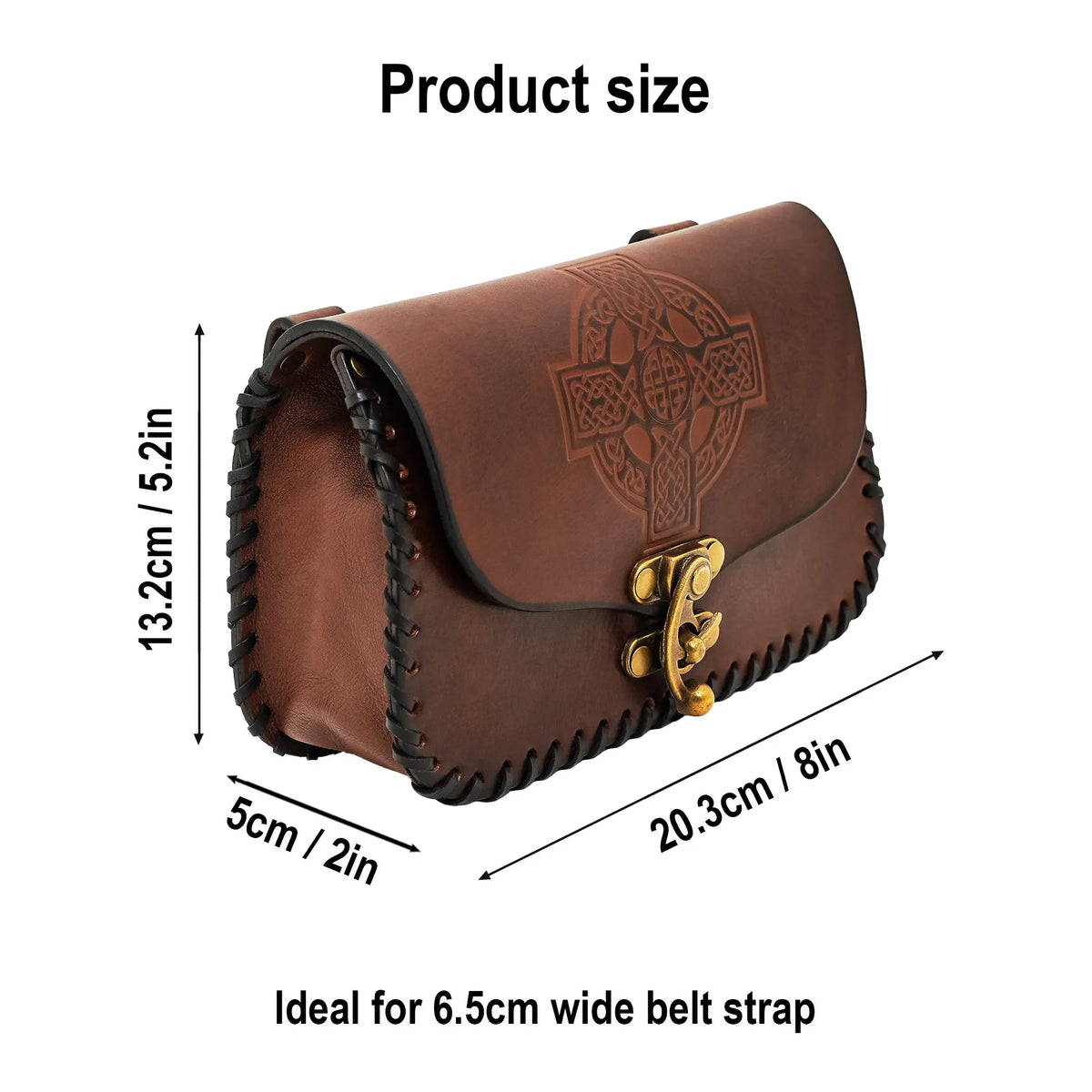 Leather bag with Celtic Cross, Green