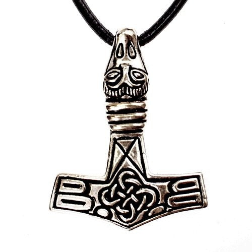 Thor's hammer with eagle head, silvered bronze