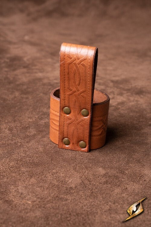Leather drinking horn holder Edda, brown