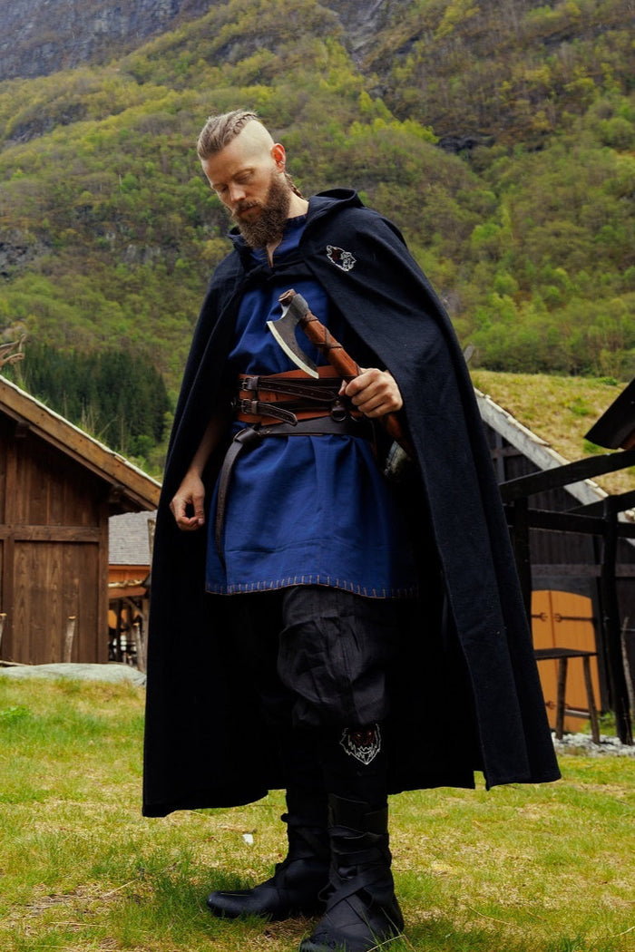 Viking cloak Fenrir, black, wool mix