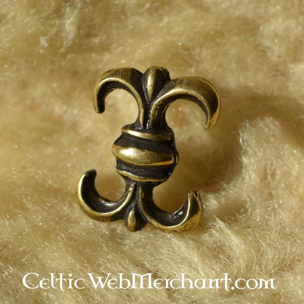 Medieval lily belt fitting (set of 5 pieces), silvered bronze