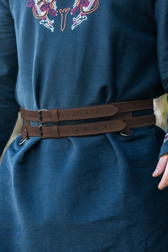 Double Viking belt Floki, dark brown
