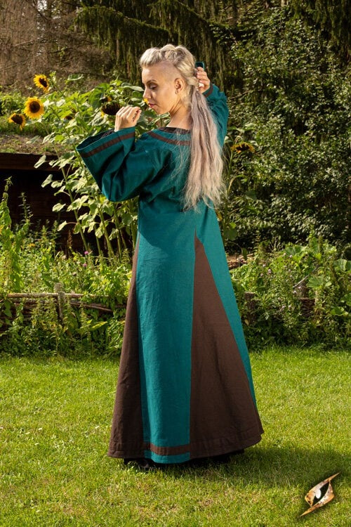 Viking dress Astrid, azure-brown