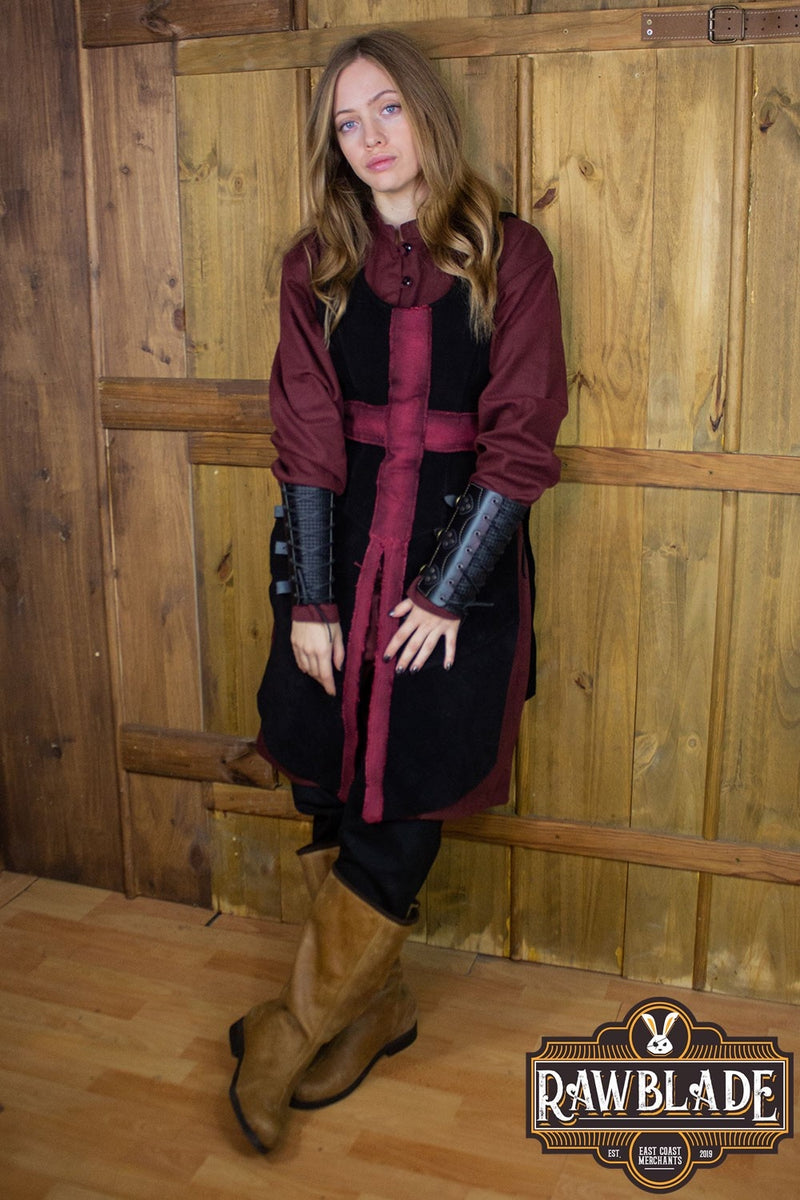 Tabarro crociato da donna, nero/rosso