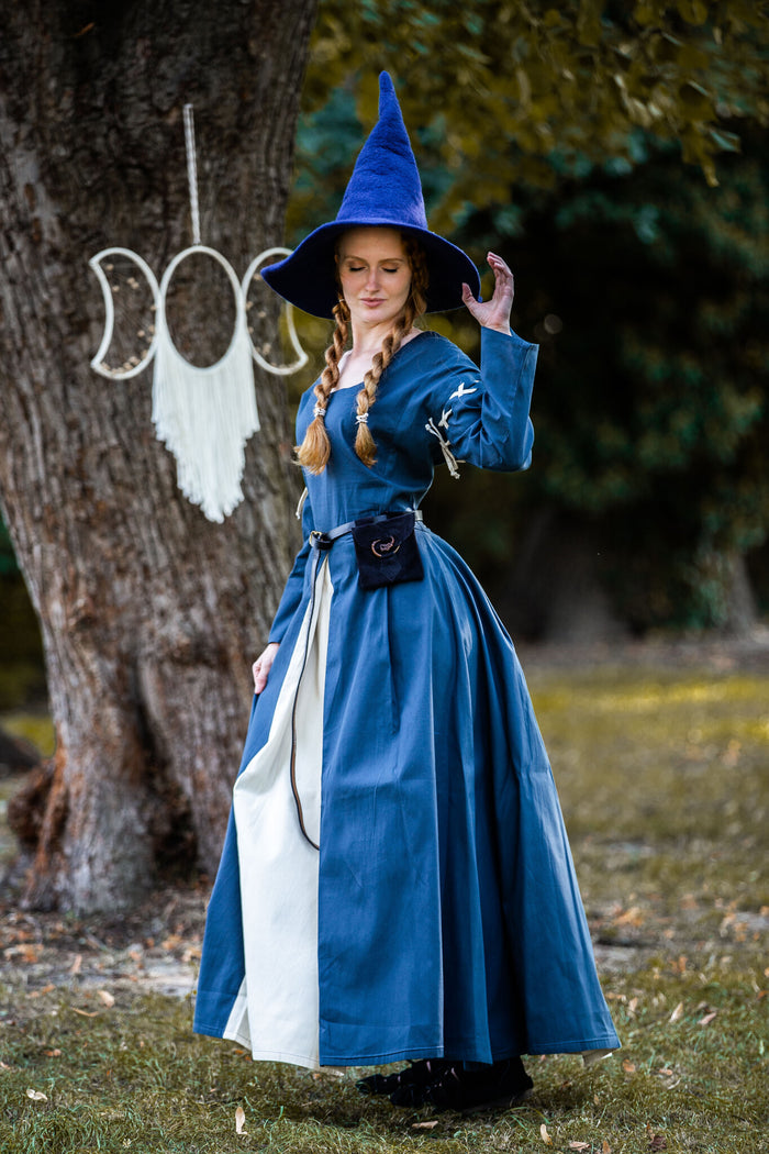 Witch hat, wool felt, blue