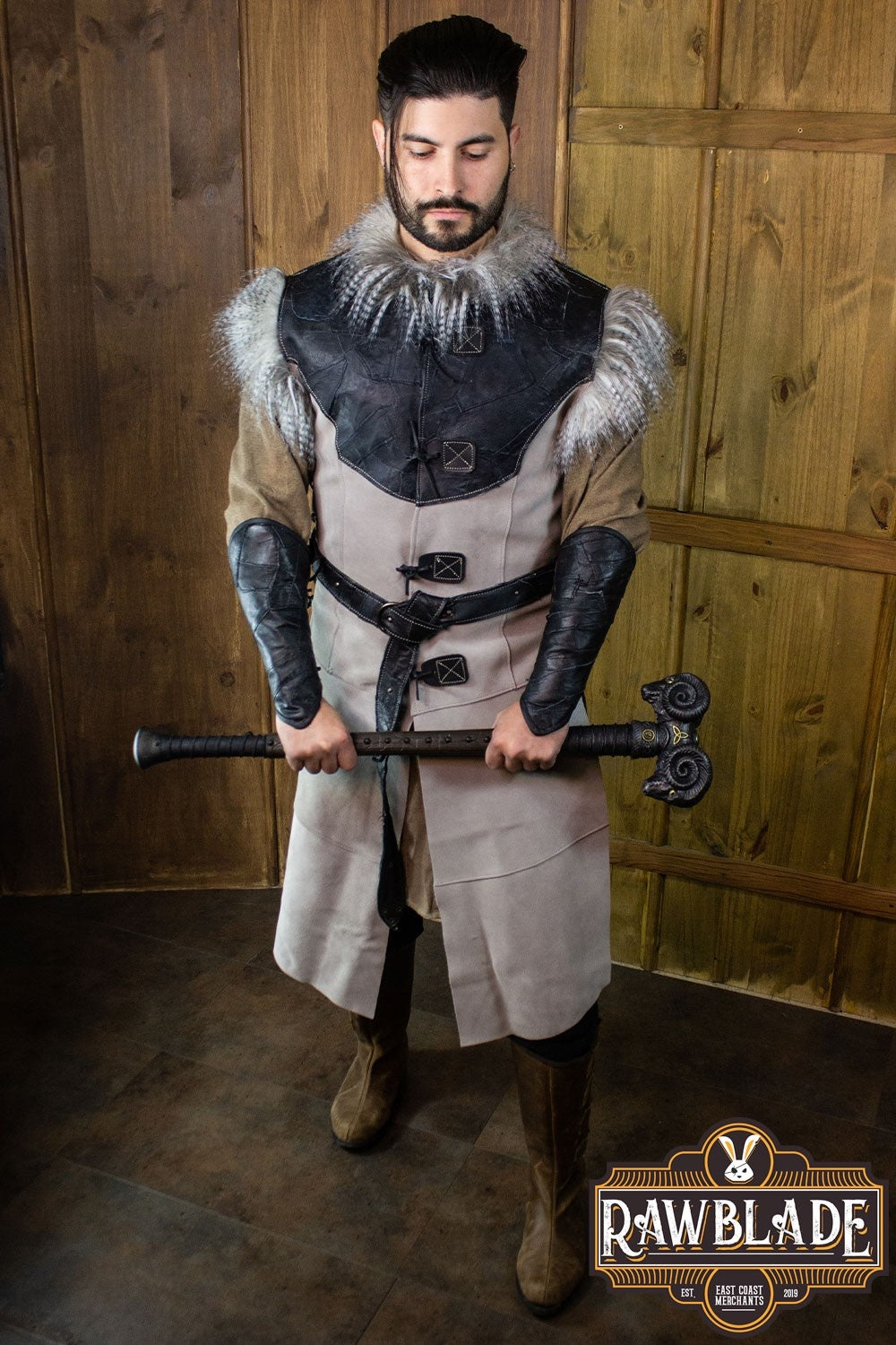 Owl Leather Jerkin, black-grey
