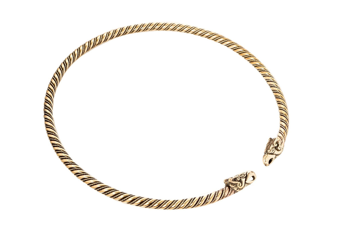 Viking torc Hugin and Munin, bronze