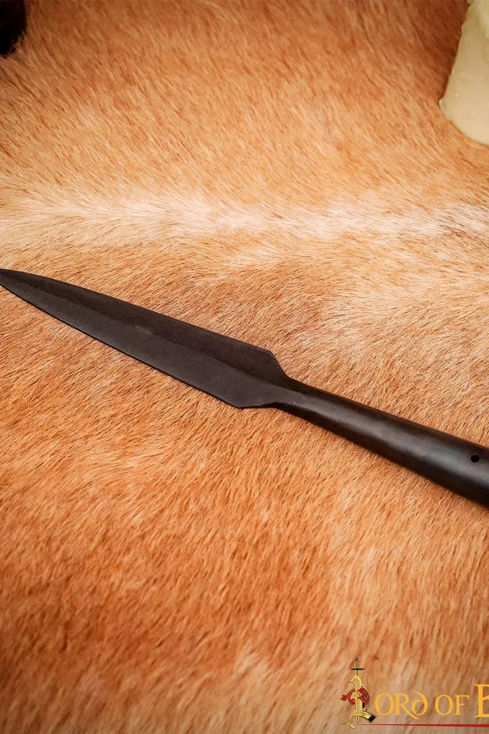 Early medieval spearhead with shoulders, bronzed, semi-sharp