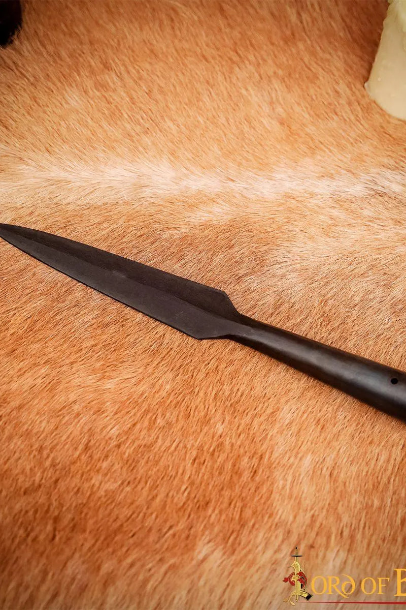 Early medieval spearhead with shoulders, bronzed, semi-sharp