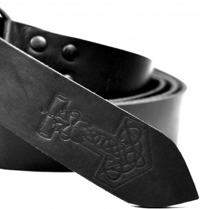 Belt with Thor's hammer, black