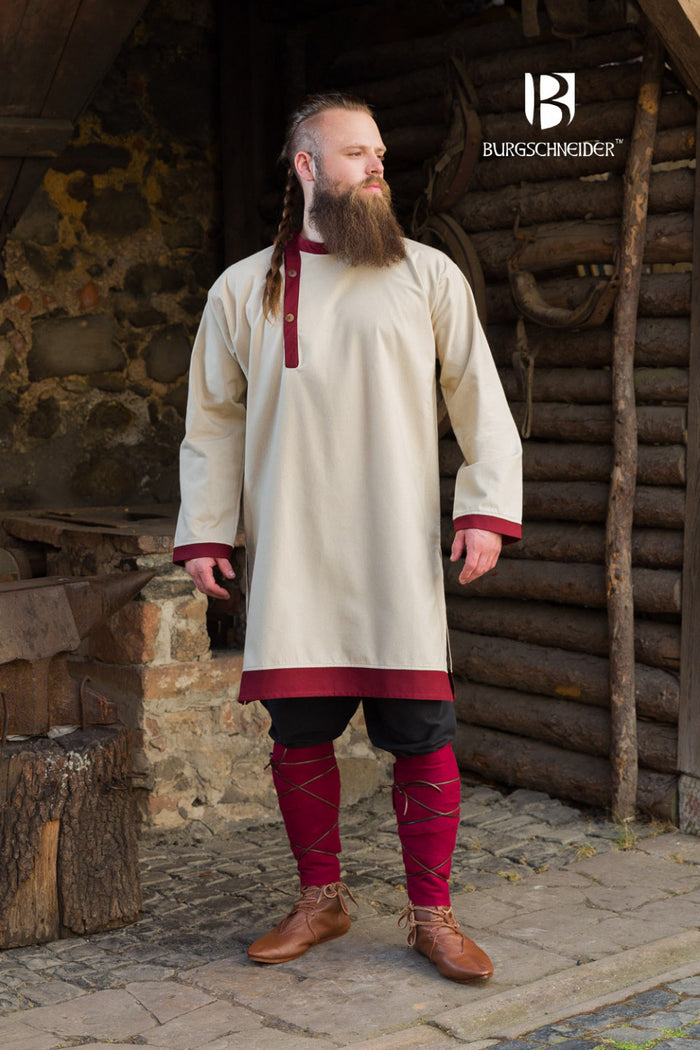 Rusvik Viking tunic Tobiasz, natural-burgundy