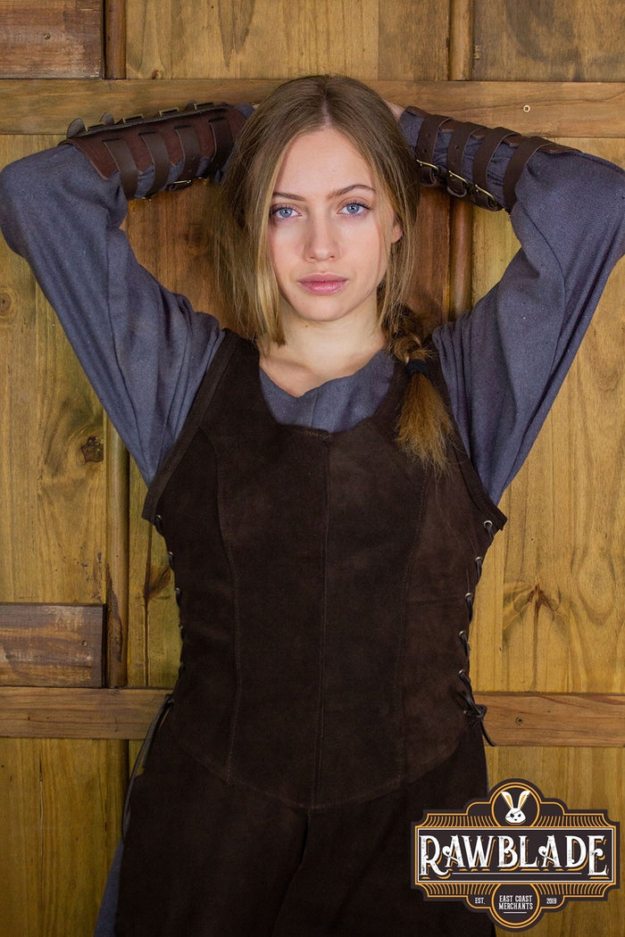 Split leather tabard Joanne, brown