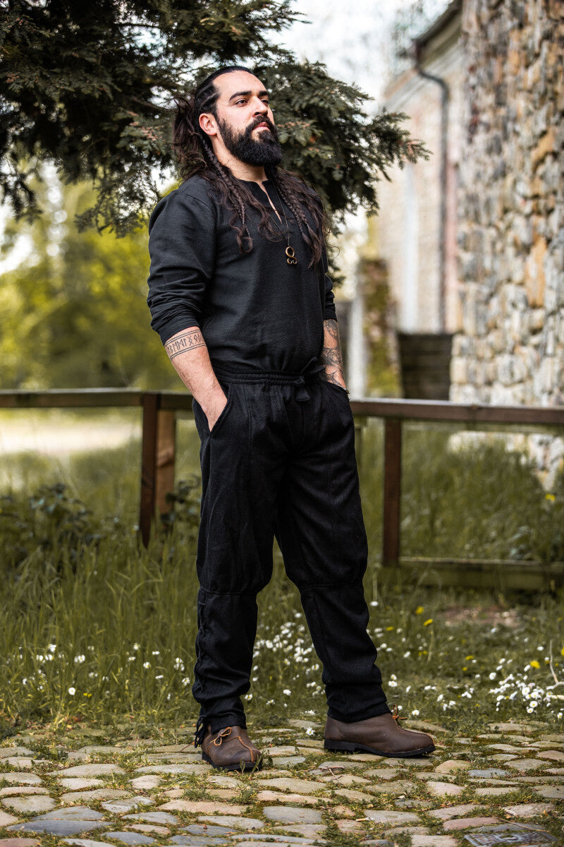 Viking trousers Jorvik, black, wool mix