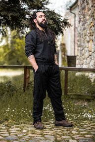 Viking trousers Jorvik, black, wool mix