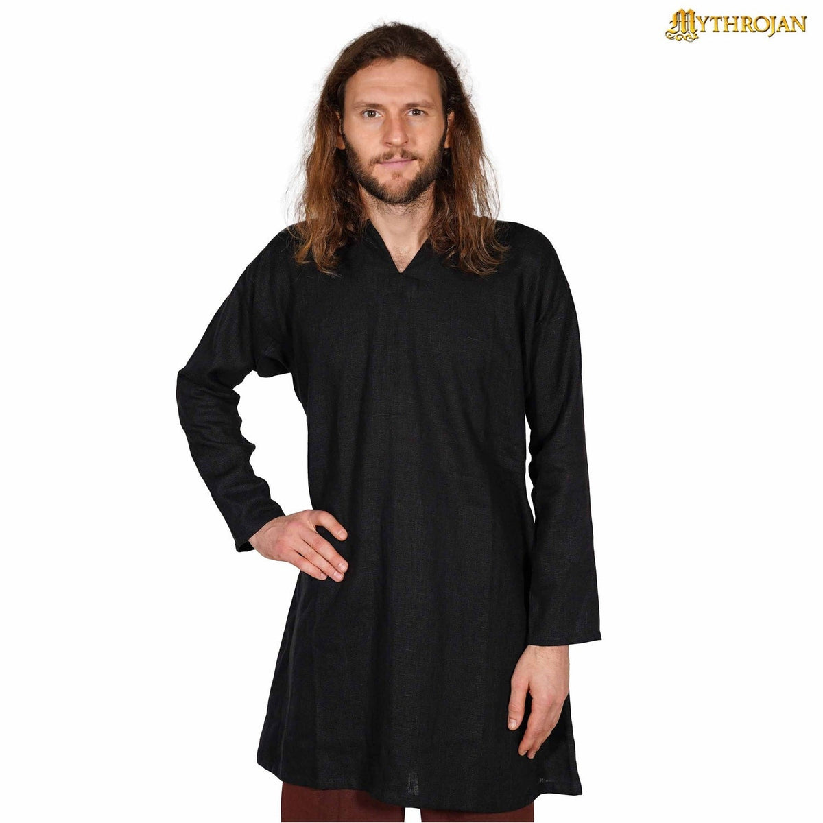 Viking tunic Eirik, linen, black