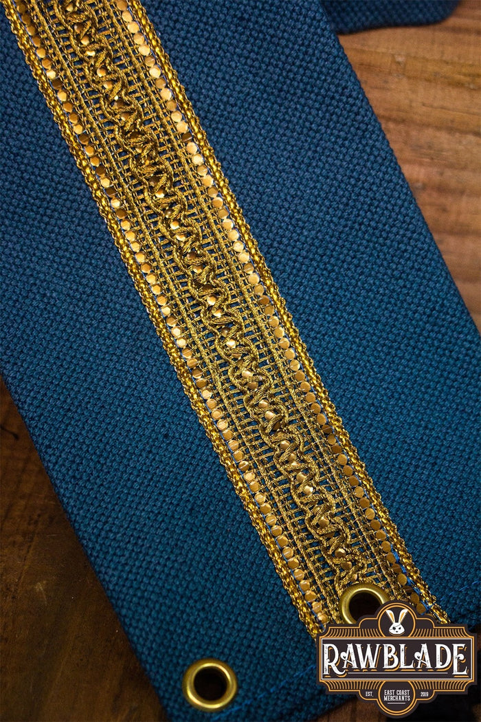Fabric belt Jeanne, blue-gold
