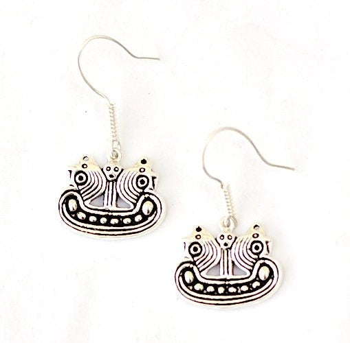 Earrings Bornholm Viking Ship, Silvered Bronze