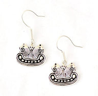 Earrings Bornholm Viking Ship, Silvered Bronze