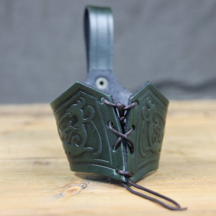 Drinking horn belt holder Castagir green