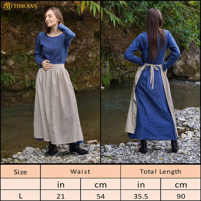 Linen medieval apron, natural