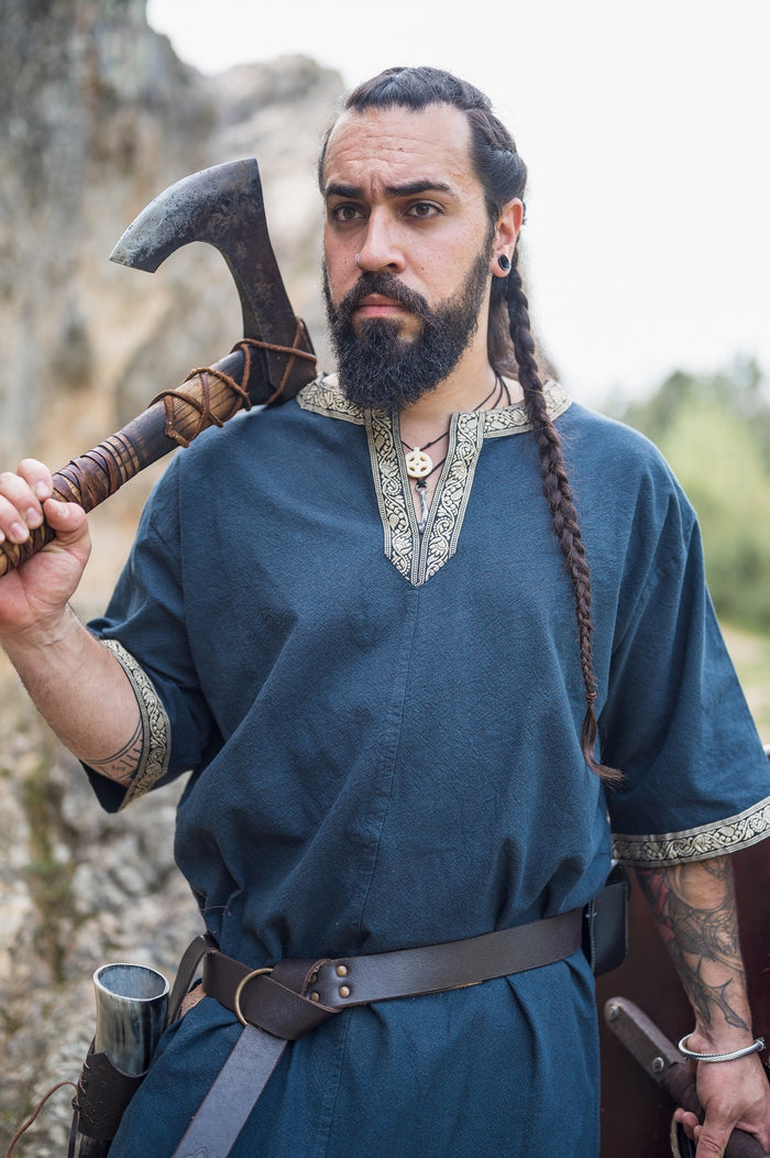 Celtic tunic, short sleeves, dark blue