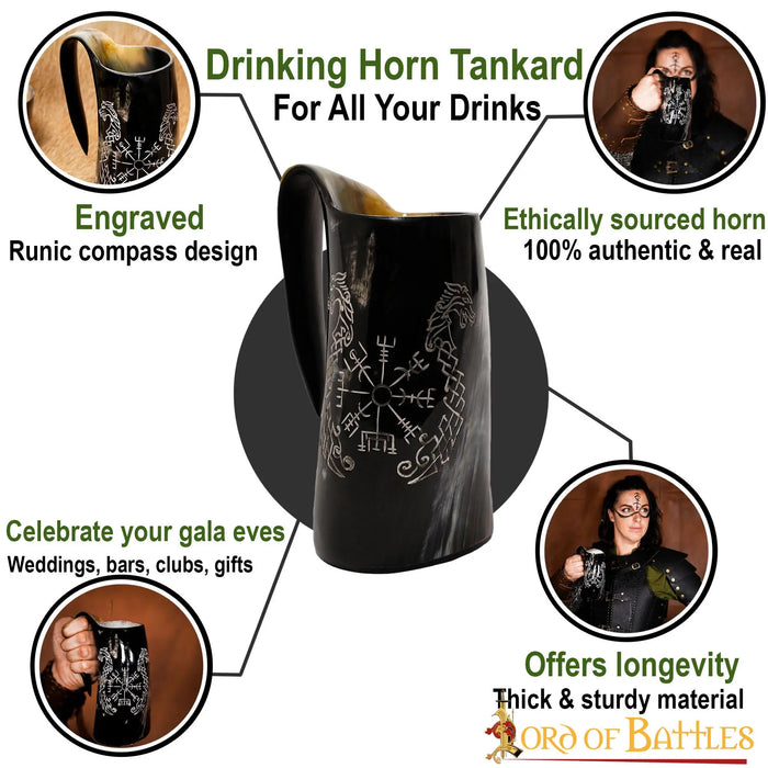 Viking horn mug Jormungandr, 500-650 ml