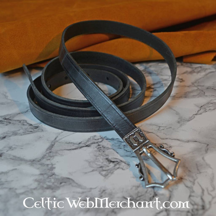 Gothic belt, 15th century, brass buckle, 151 cm, brown